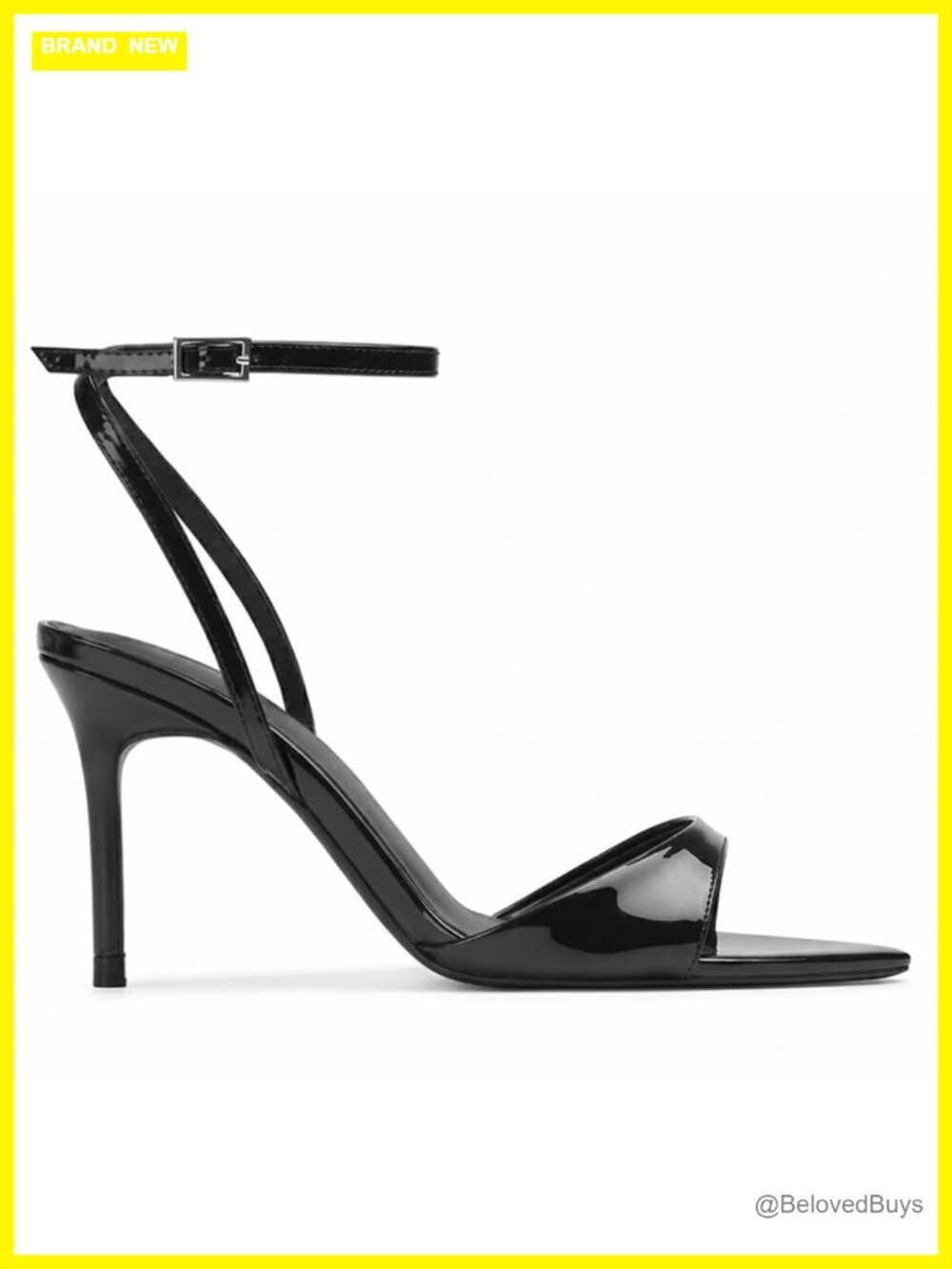 Pointed Toe Stiletto Heeled Sandals Synthetic Leather Buckle Ankle Strap Dress